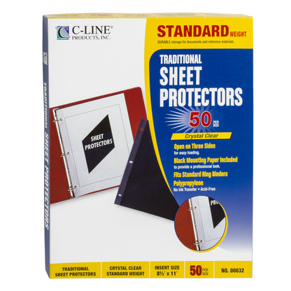 Traditional Polypropylene Sheet Protector, standard weight, 11 x 8 1/2, 50/BX, 00032