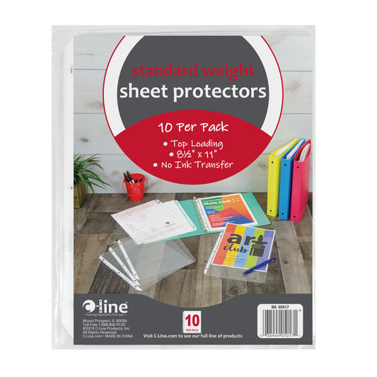 Top Loading Sheet Protectors, Clear, Standard Weight Polypropylene, 11 x 8 1/2, 10/PK (Set of 24 PK)