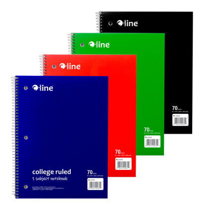 1-Subject Notebook College Ruled, Assorted, 1/EA (Set of 24 EA)