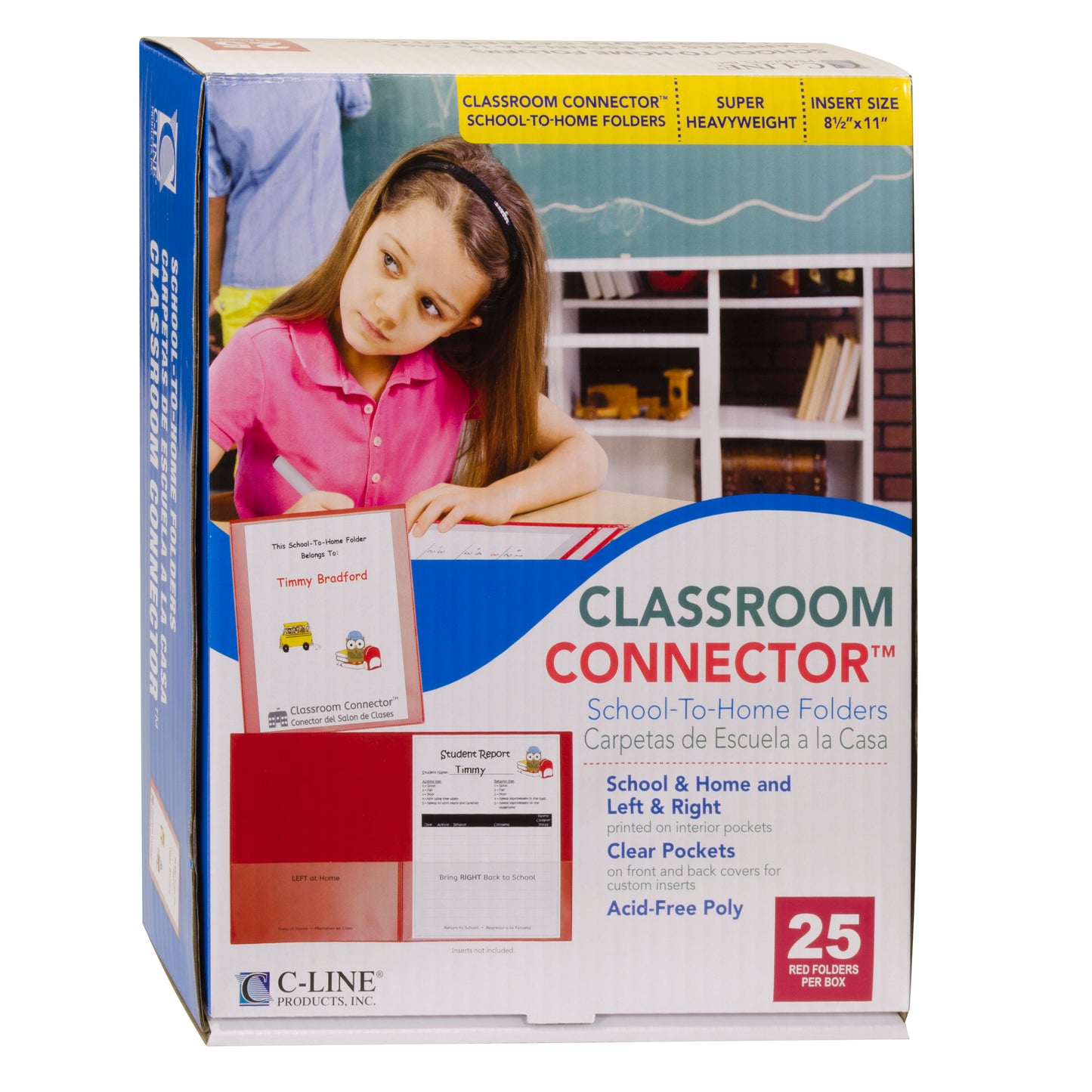 Classroom Connector Folders, Red, 25/BX, 32004