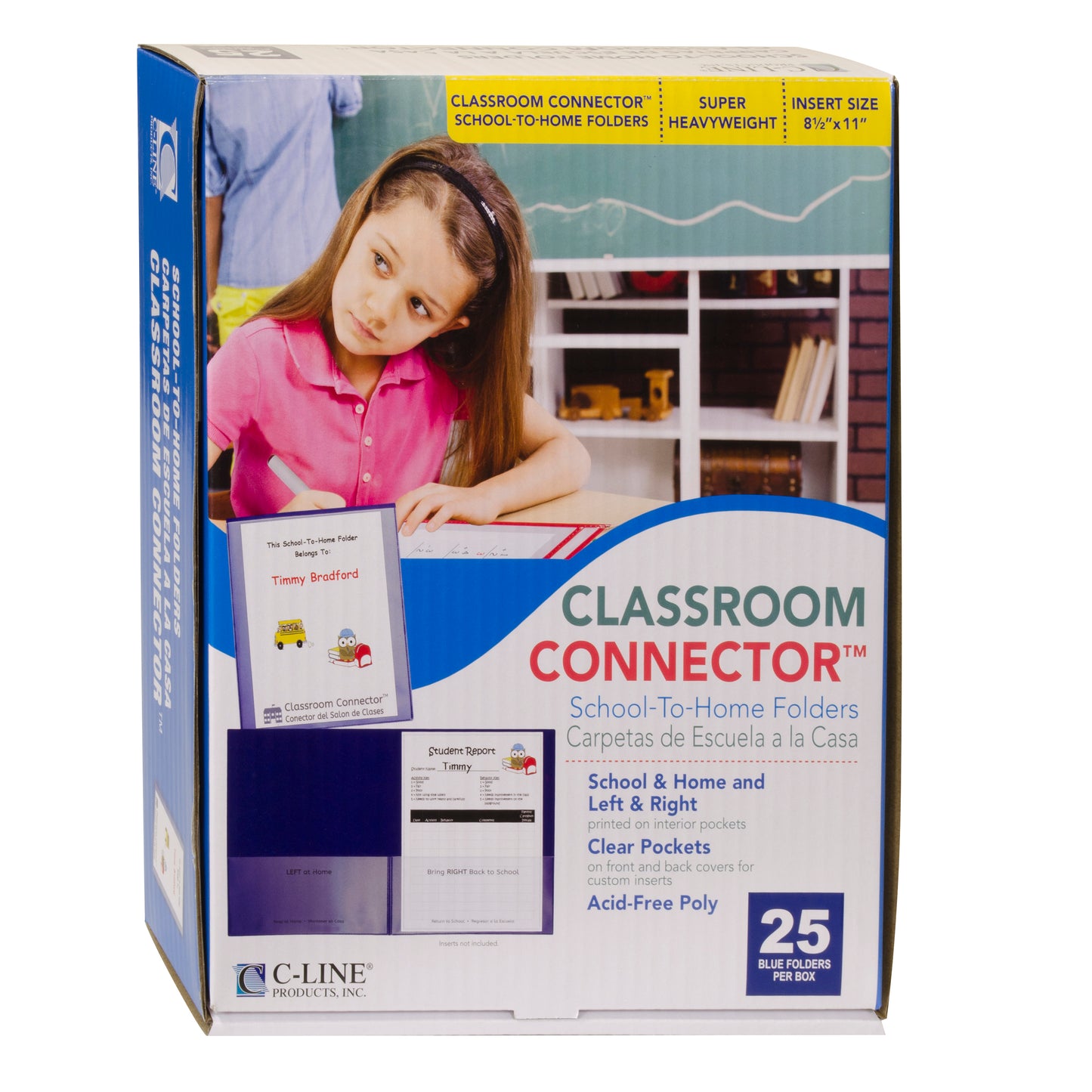 Classroom Connector Folders, Blue, 25/BX, 32005