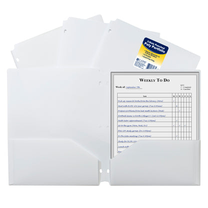 Two-Pocket Heavyweight Poly Portfolio Folder with Three-Hole Punch, White, 1/EA (Set of 25 EA)