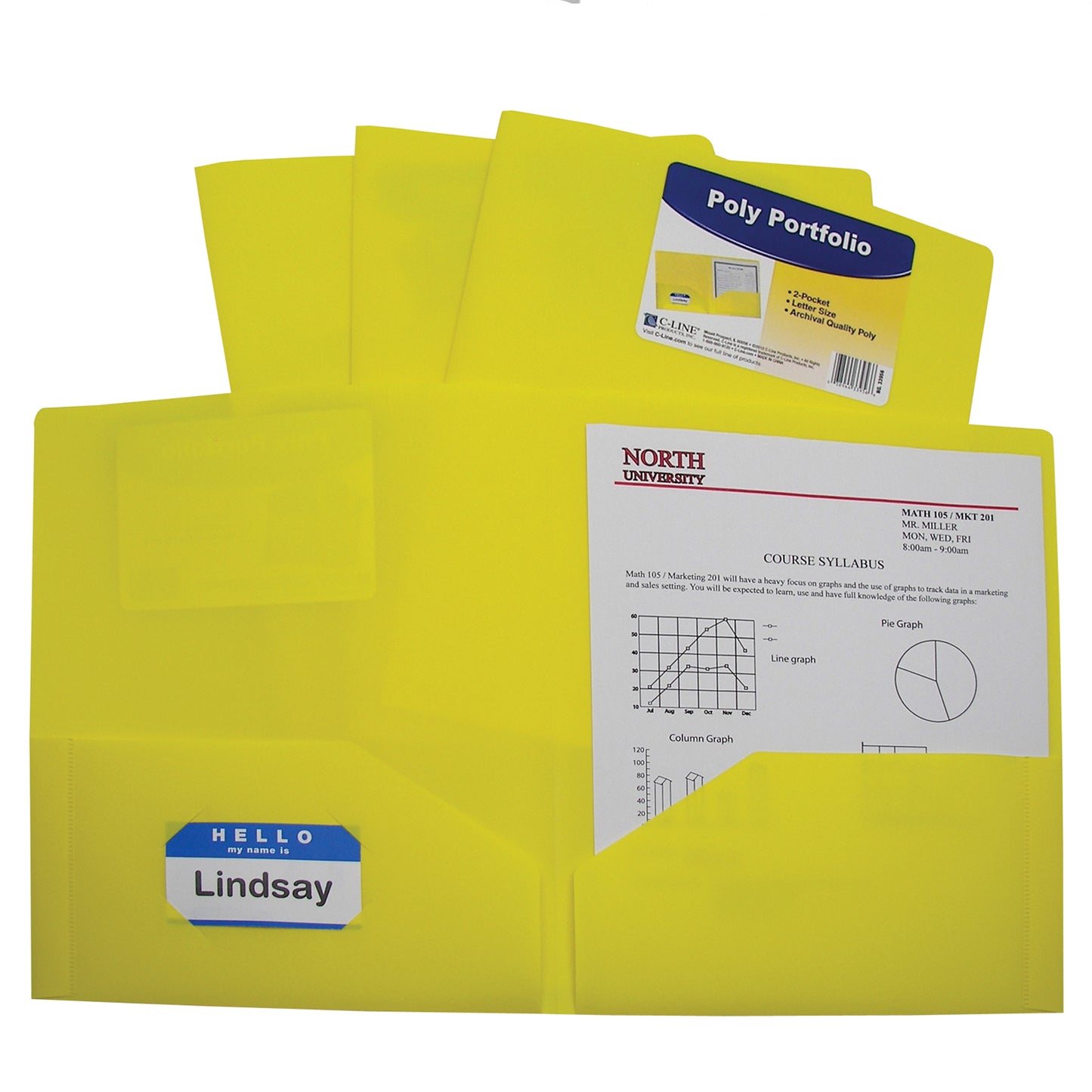 Two-Pocket Heavyweight Poly Portfolio Folder, Yellow (Set of 25 Folders)