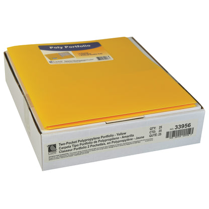 Two-Pocket Heavyweight Poly Portfolio Folder, Yellow (Set of 25 Folders)