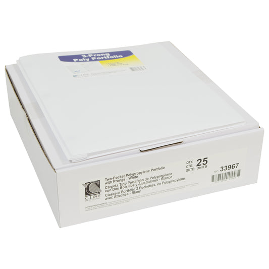 Two-Pocket Heavyweight Poly Portfolio Folder with Prongs, White, 1/EA (Set of 25 EA)