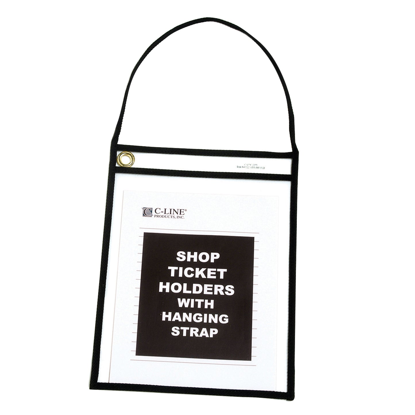 Shop Ticket Holder With Strap, black, stitched, both sides clear, 9 X 12, 15/BX, 41922