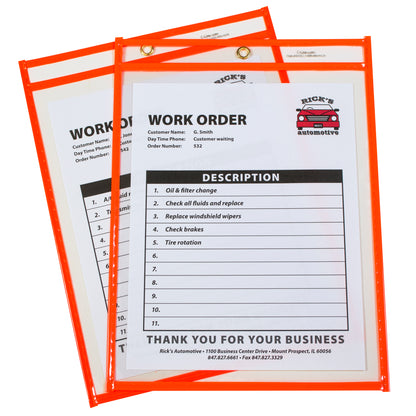 Neon Shop Ticket Holder, Orange, Stitched, both sides clear, 9 x 12, 15EA/BX, 43912