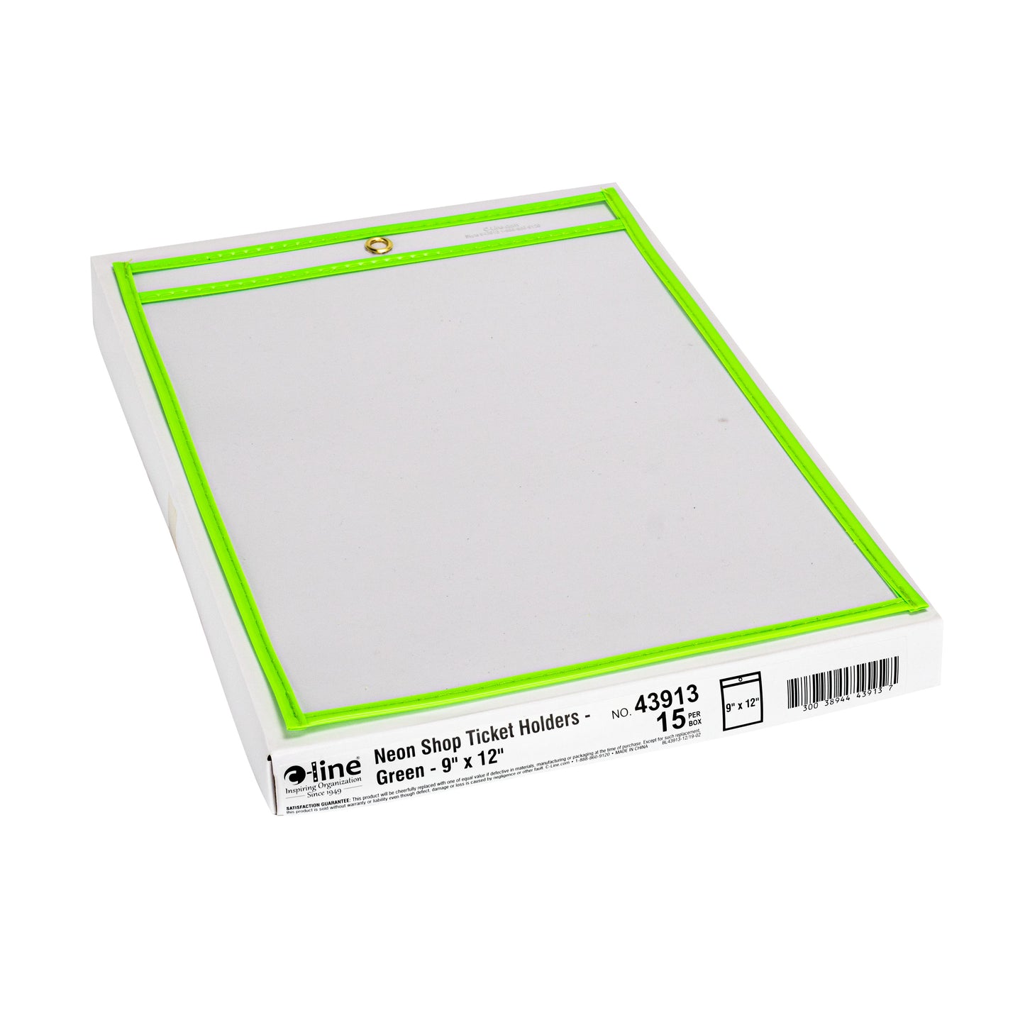 Neon Shop Ticket Holder, Green, Stitched, both sides clear, 9 x 12, 15EA/BX, 43913