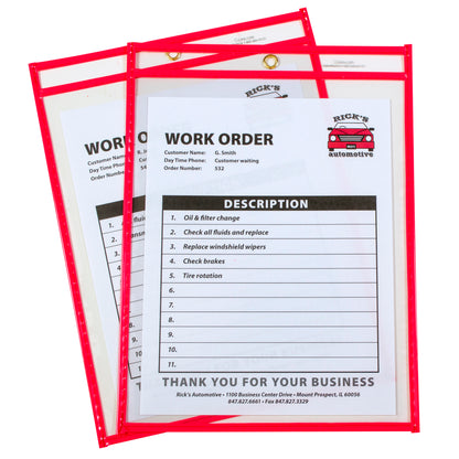 Neon Shop Ticket Holder, Red, Stitched, both sides clear, 9 x 12, 15EA/BX, 43914