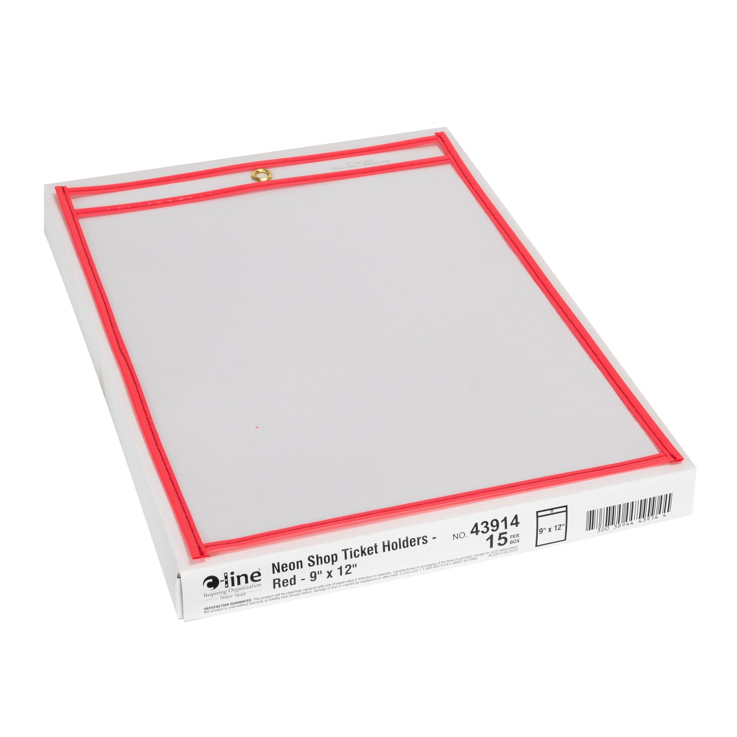 Neon Shop Ticket Holder, Red, Stitched, both sides clear, 9 x 12, 15EA/BX, 43914