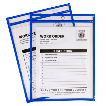 Neon Shop Ticket Holder, Blue, Stitched, both sides clear, 9 x 12, 15/BX, 43915