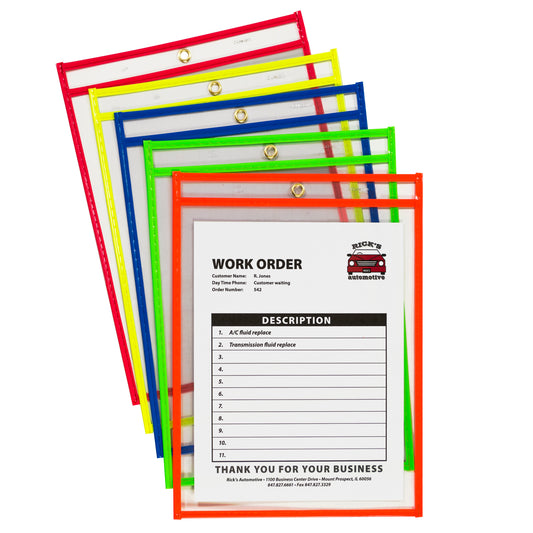 Stitched Shop Ticket Holder, Neon Assorted 5 color, 9 x 12, 10/PK, 43920