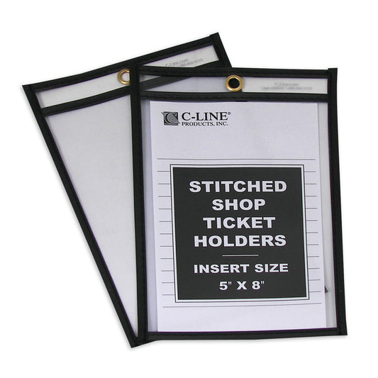 Shop Ticket Holders, Stitched, both sides clear, 5 x 8, 25/BX, 46058