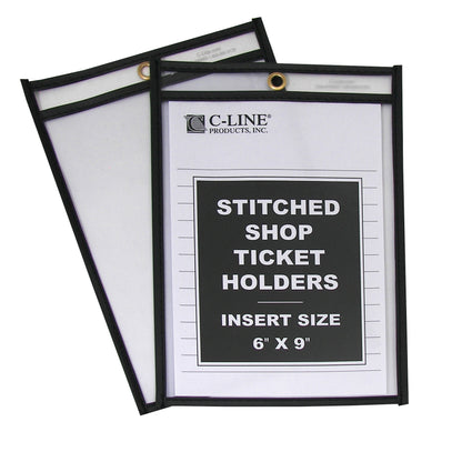 Shop Ticket Holders, Stitched, both sides clear, 6 X  9, 25/BX, 46069