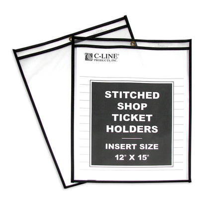 Shop ticket Holders, Stitched, both sides clear, 12 x 15, 25/BX, 46125