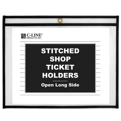 Shop Ticket Holders, Stitched, both sides clear, Open long side, 12 x 9, 25/BX, 49912