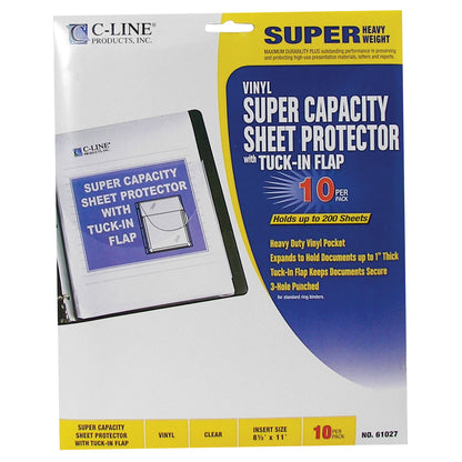 Super Capacity Sheet Protector With Tuck-In Flap, letter size, 10/PK, 61027