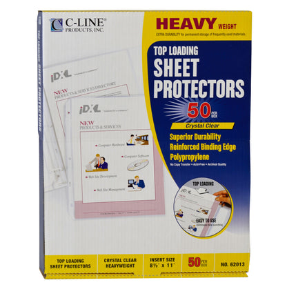 Heavyweight Polypropylene Sheet Protector, clear, 11 x 8 1/2, 50/BX, 62013