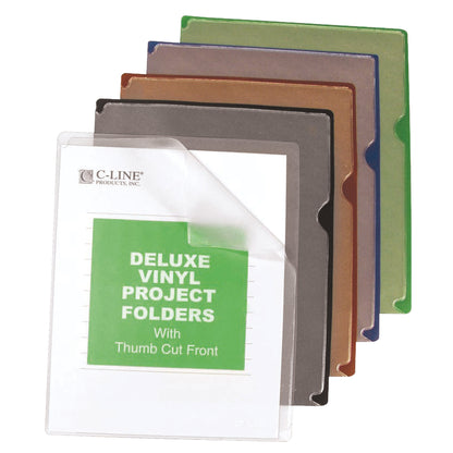 Deluxe Vinyl Project Folders With Colored Backs, 11 x 8 1/2, 35/BX, 62150