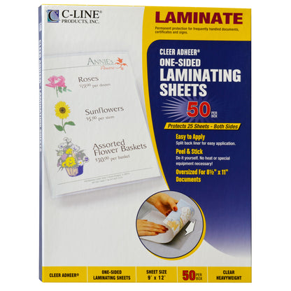 Heavyweight Cleer Adheer Laminating Sheets, Clear, 9 x 12, 50/BX, 65001