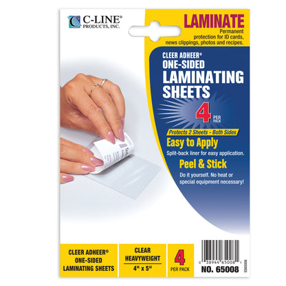 Heavyweight Cleer Adheer Laminating Sheets, Clear, 4 x 5, 4/PK (Set of 24 PK)