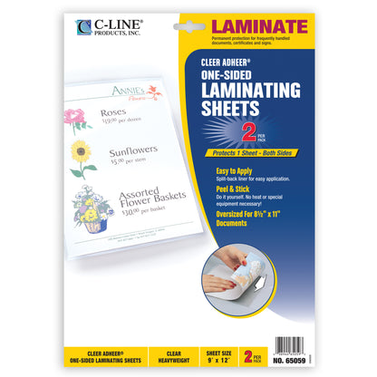 Heavyweight Cleer Adheer Laminating Sheets, Clear, 9 x 12, 2/PK (Set of 24 PK)