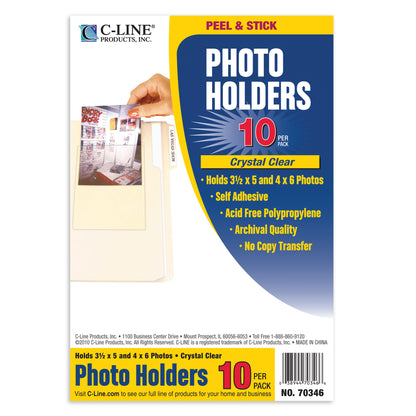 Peel & Stick Photo Holders, Clear, 4 x 6, 10/PK (Set of 5 PK)