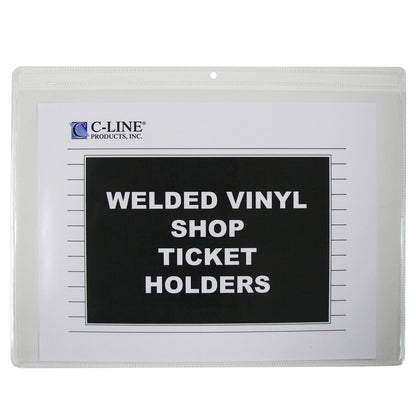 Shop ticket holders, welded vinyl, both sides clear, open long side, 12 X 9, 50/BX, 80129