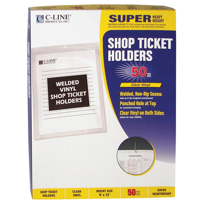 Vinyl Shop Ticket Holder, both sides clear, 9 x 12, 50/BX, 80912