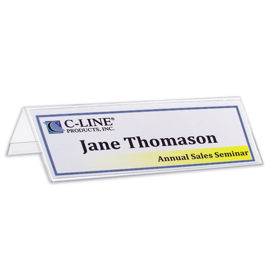 Medium Rigid Heavyweight Plastic Name Tent Holder, 2 1/2 x 8 1/2, 25/BX, 87597