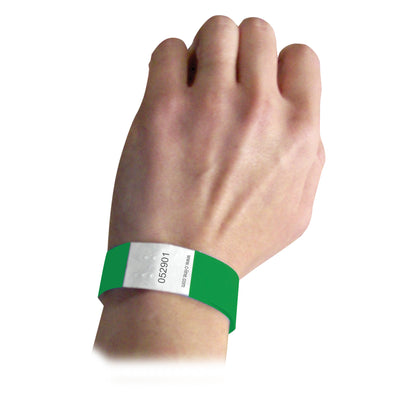 DuPont Tyvek Security Wristbands, Green, 100/PK, 89103