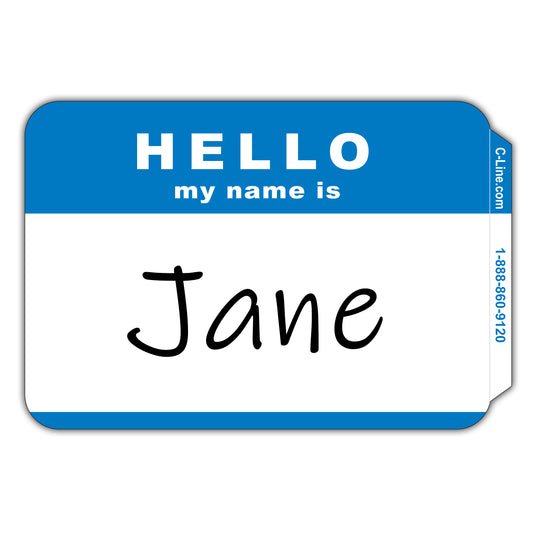 Hello Badges, Blue, 3½ x 2¼, 20/PK (Set of 25 Packs)