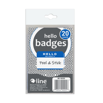 Hello Badges, Blue, 3½ x 2¼, 20/PK (Set of 25 Packs)