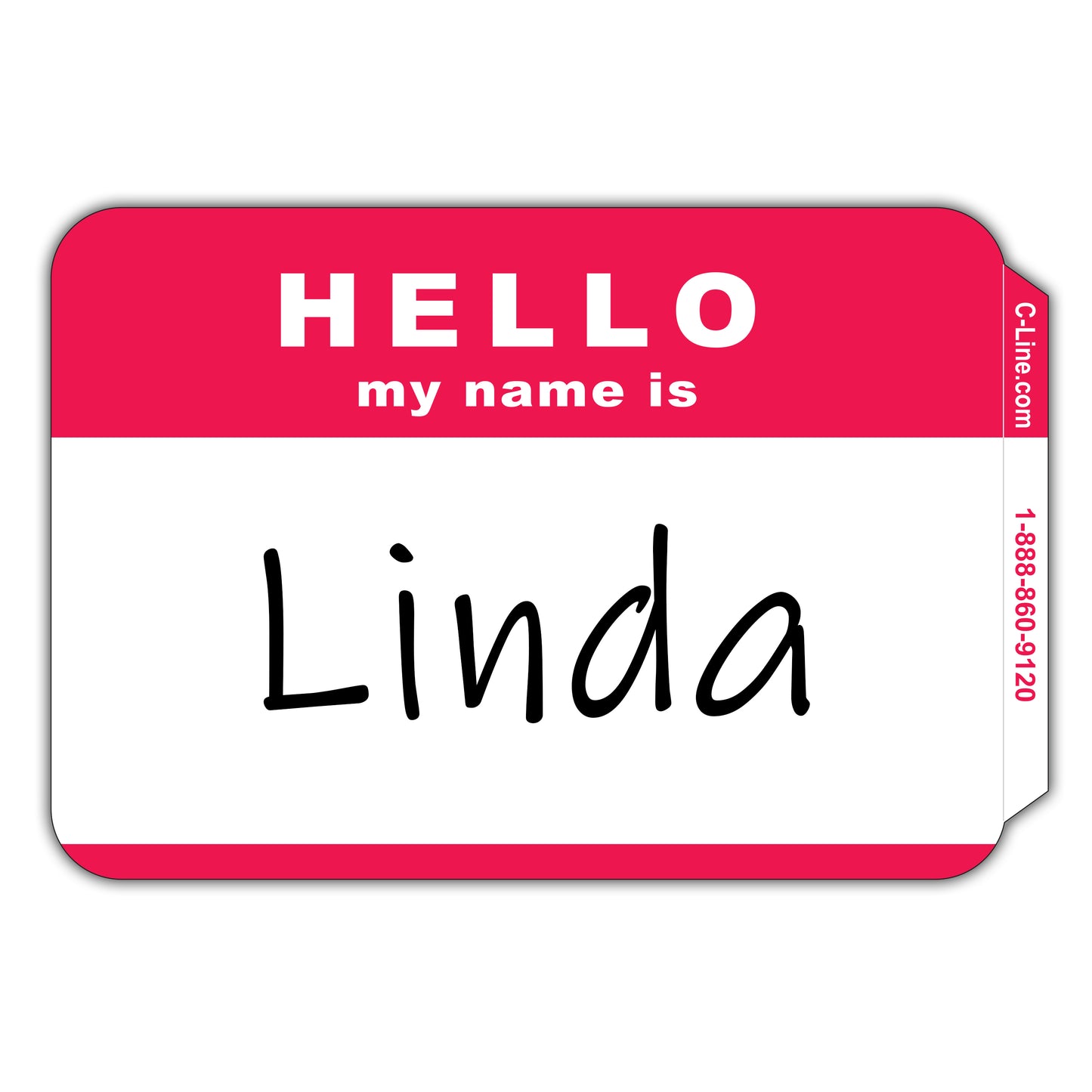 Pressure Sensitive Badges, HELLO my name is, Red, 3 1/2 x 2 1/4, 100/BX (Set of 10 BX)