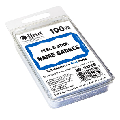 Pressure Sensitive Badges, Border, Blue, 3 1/2 x 2 1/4, 100/BX (Set of 10 BX)