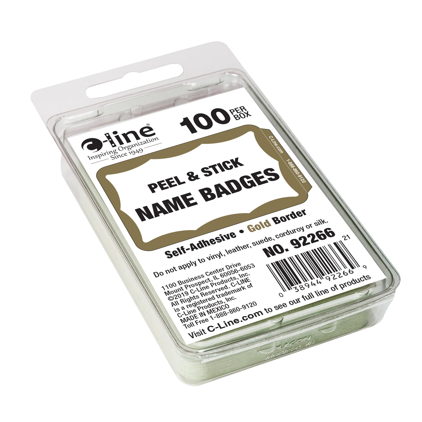 Pressure Sensitive Badges, Border, Gold, 3 1/2 x 2 1/4, 100/BX (Set of 10 BX)