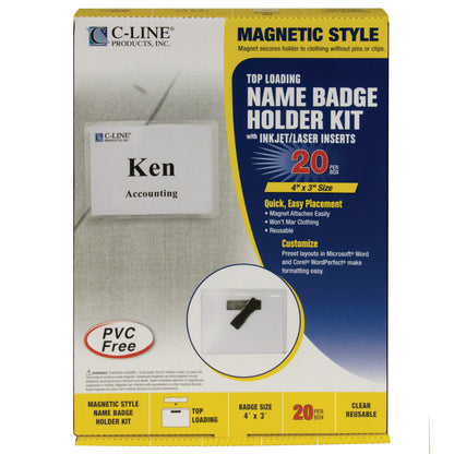 Magnetic Style Name Badge Kit, 4 x 3, 20/BX, 92943