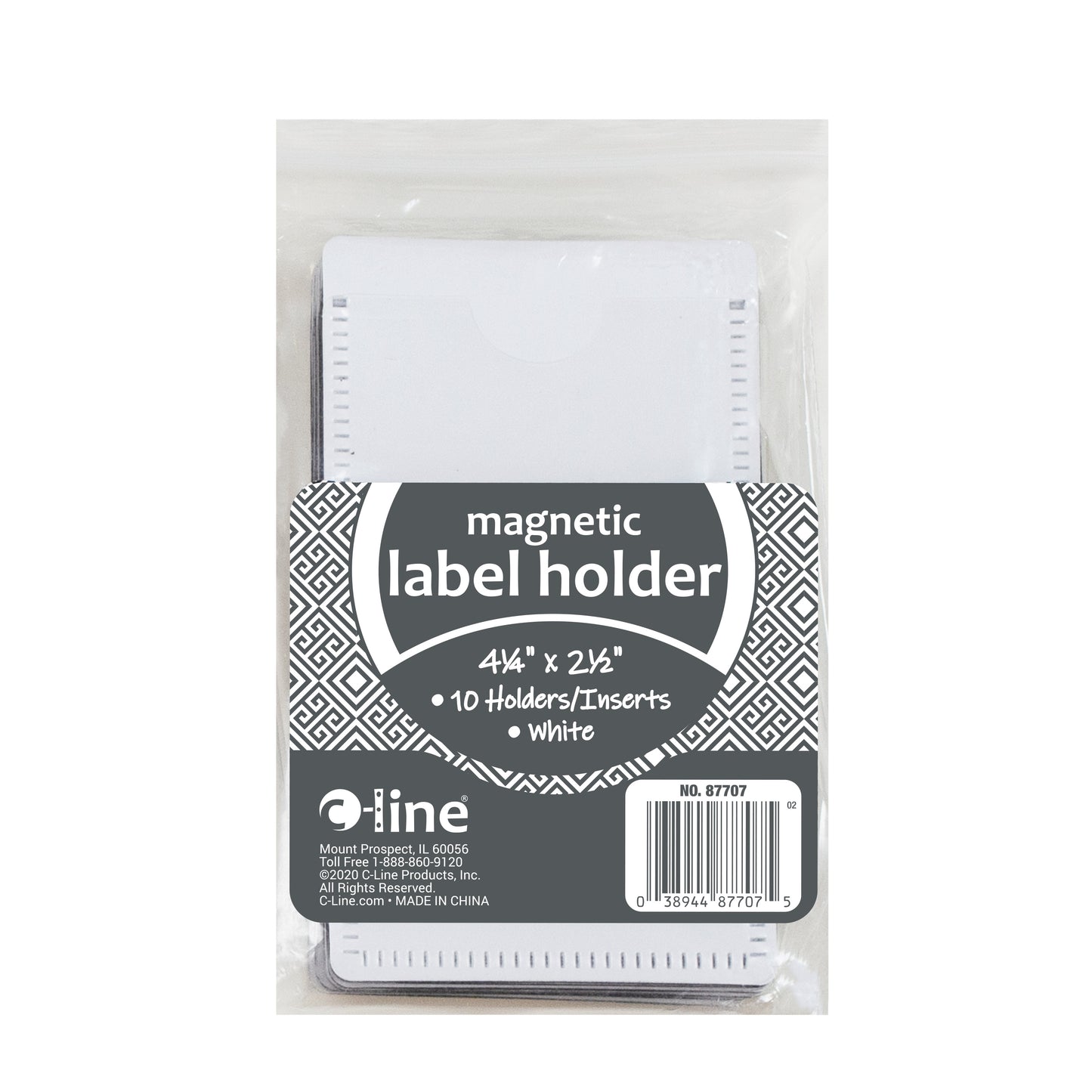 Slap 'N Go Magnetic Label Holders, Side Load, 4-1/4 X 2-1/2, White, 10/PK