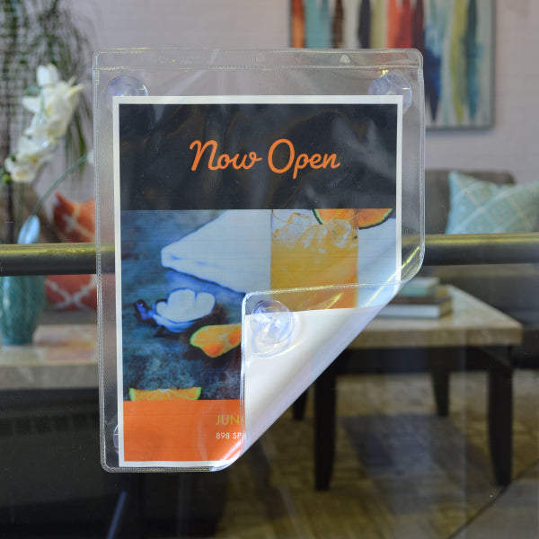 Display Pocket with Suction Cups, Both Sides Clear, 9" x 12", 15/BX, 71012