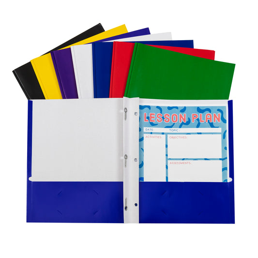 Two-Pocket Paper Portfolios with Prongs, Assorted (Set of 100 Folders)