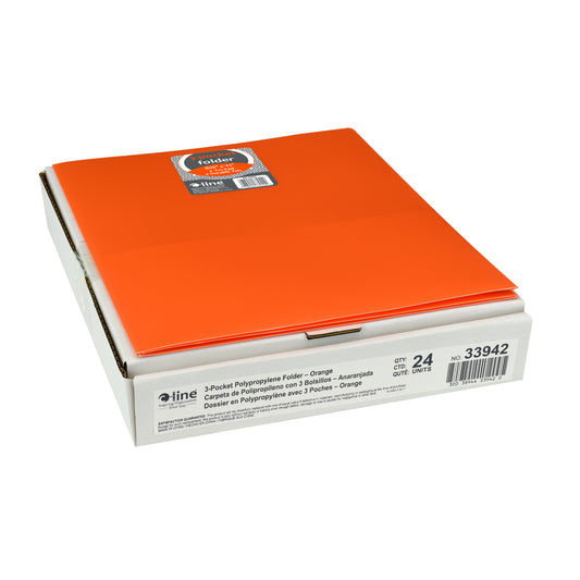 Tri-fold portfolio, heavyweight poly, orange, (Set of 24 EA)