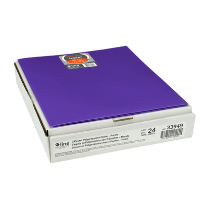 Tri-fold portfolio, heavyweight poly, purple, (Set of 24 EA)