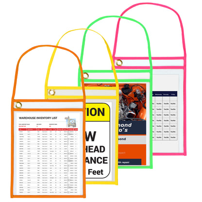 Neon Orange shop ticket holders w/hanging strap (stitched) both side clear, 9x12, 25/BX, 5BX/CT, 71942