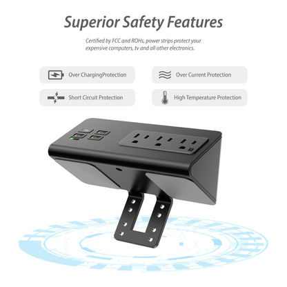 2-Pack Nightstand Edge-Mount Power Strips with PD20W USB-C Fast Charging