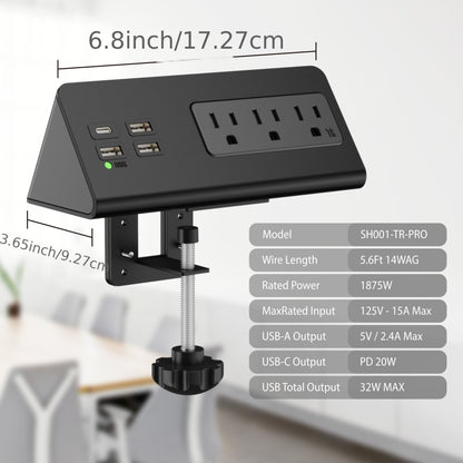 2-Pack Nightstand Edge-Mount Power Strips with PD20W USB-C Fast Charging