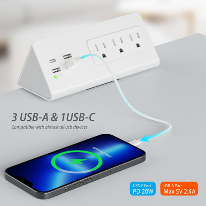 2-Pack Nightstand Edge-Mount Power Strips with PD20W USB-C Fast Charging