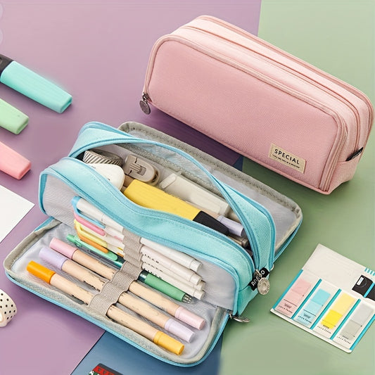 Large-Capacity Three-Layer Pencil Case